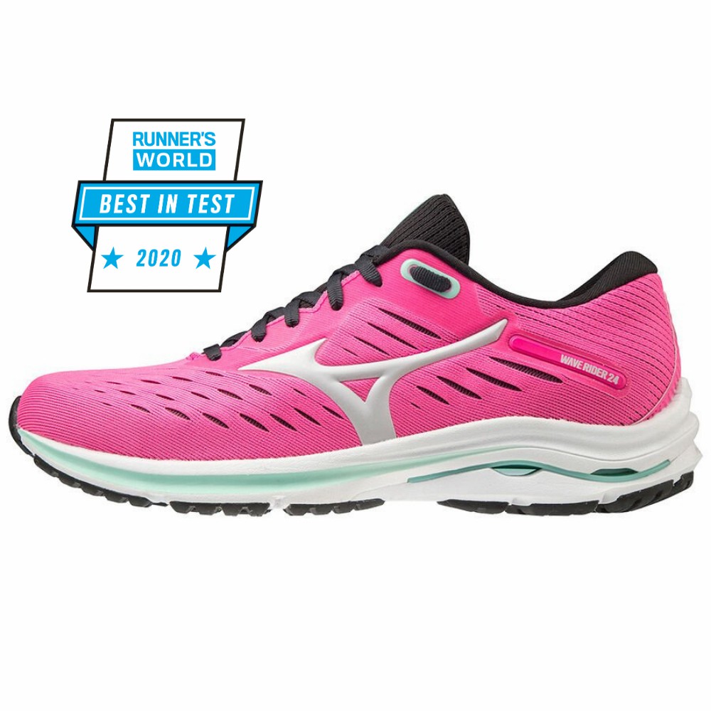 Damske Bezecke Topanky Mizuno Wave Rider 24 Ruzove Vypredaj BFTC03987